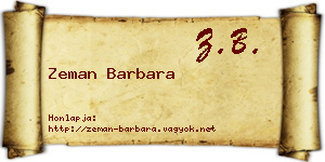 Zeman Barbara névjegykártya